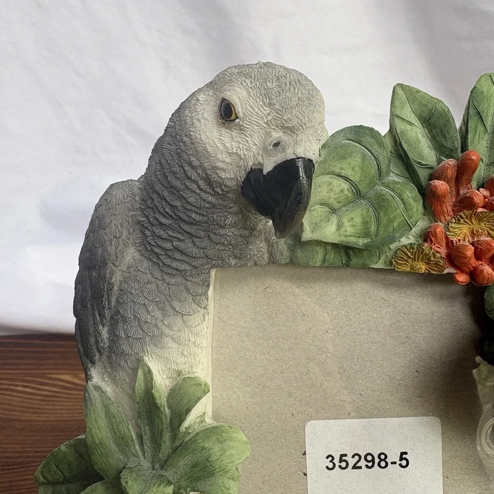 E&S Imports African Grey Parrots 3D Resin Picture Frame Tropical Photo Frame